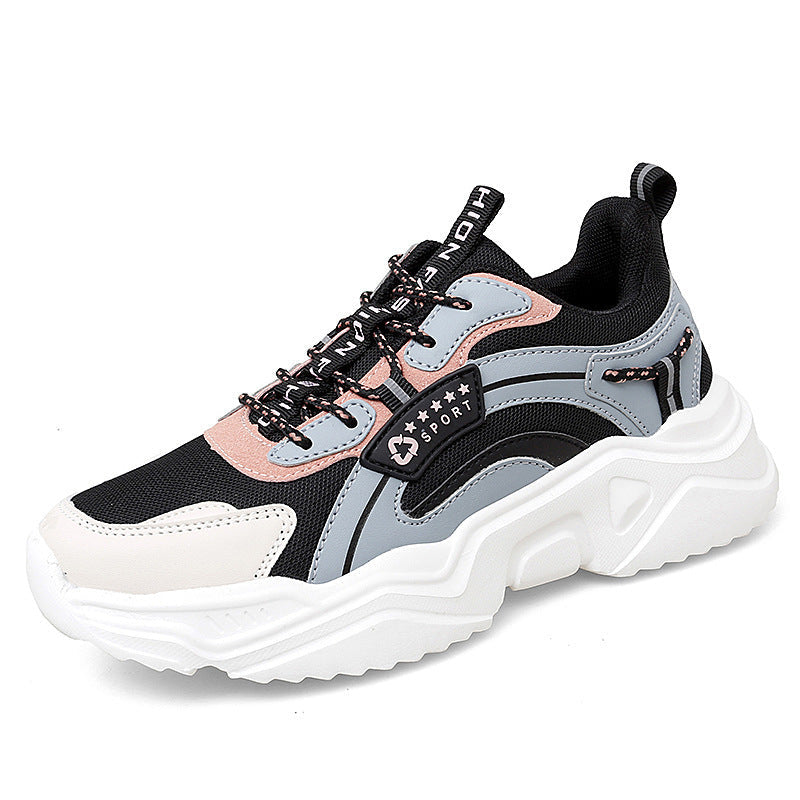 Women's Trendy White Sneakers Chunky Sole Casual Sports Style for Spring & Summer