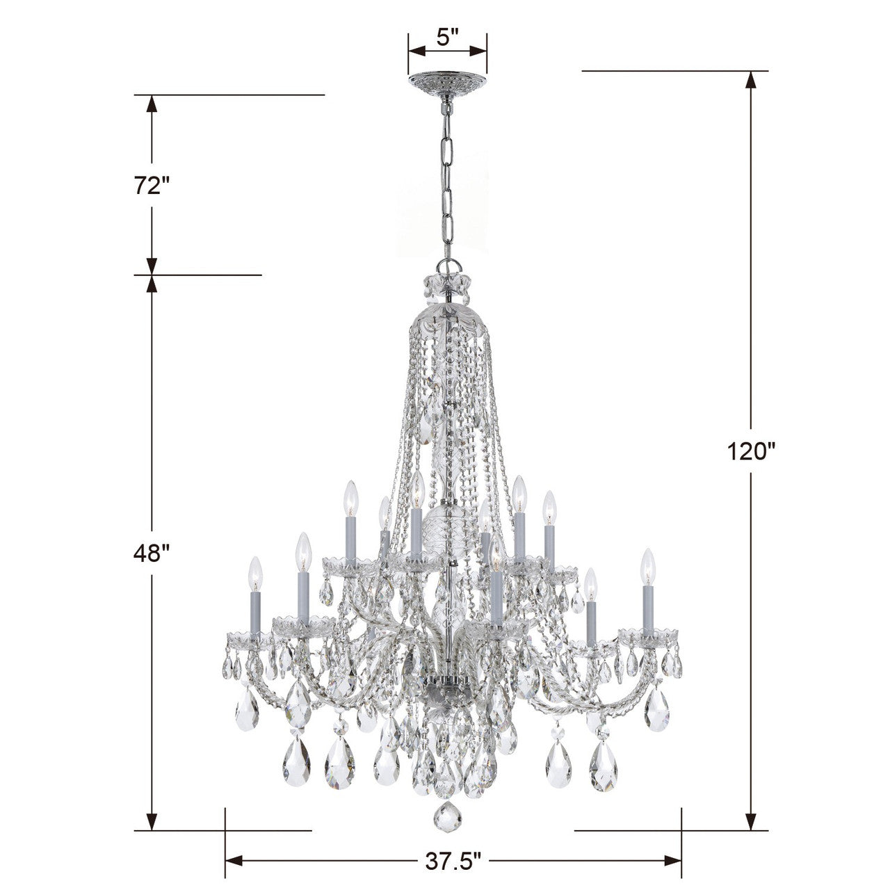 Traditional 12 Light Crystal Chandelier