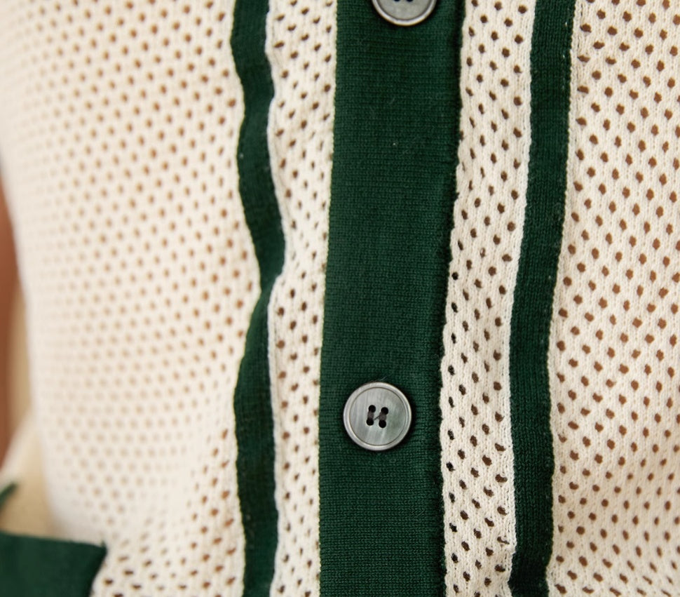 Men’s Preppy Short Sleeve Shirt Hollow Design Style