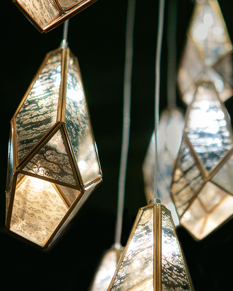 Glace Mirror 15-Light Linear Multi-Drop Pendant
