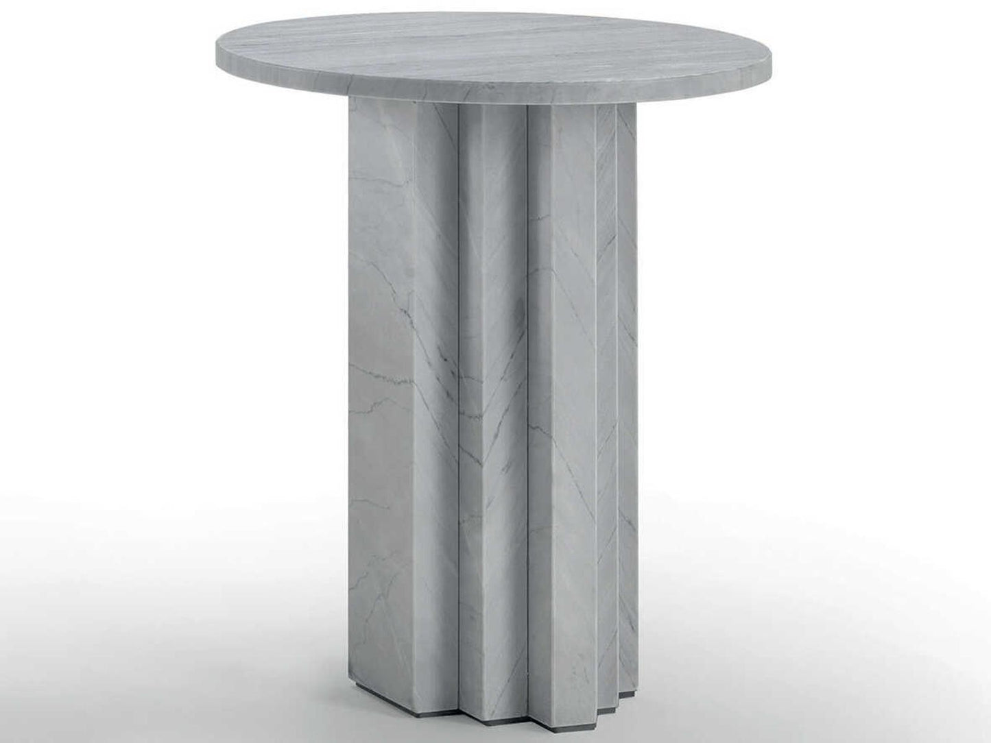 Scalea Round Bardiglio Marble End Table