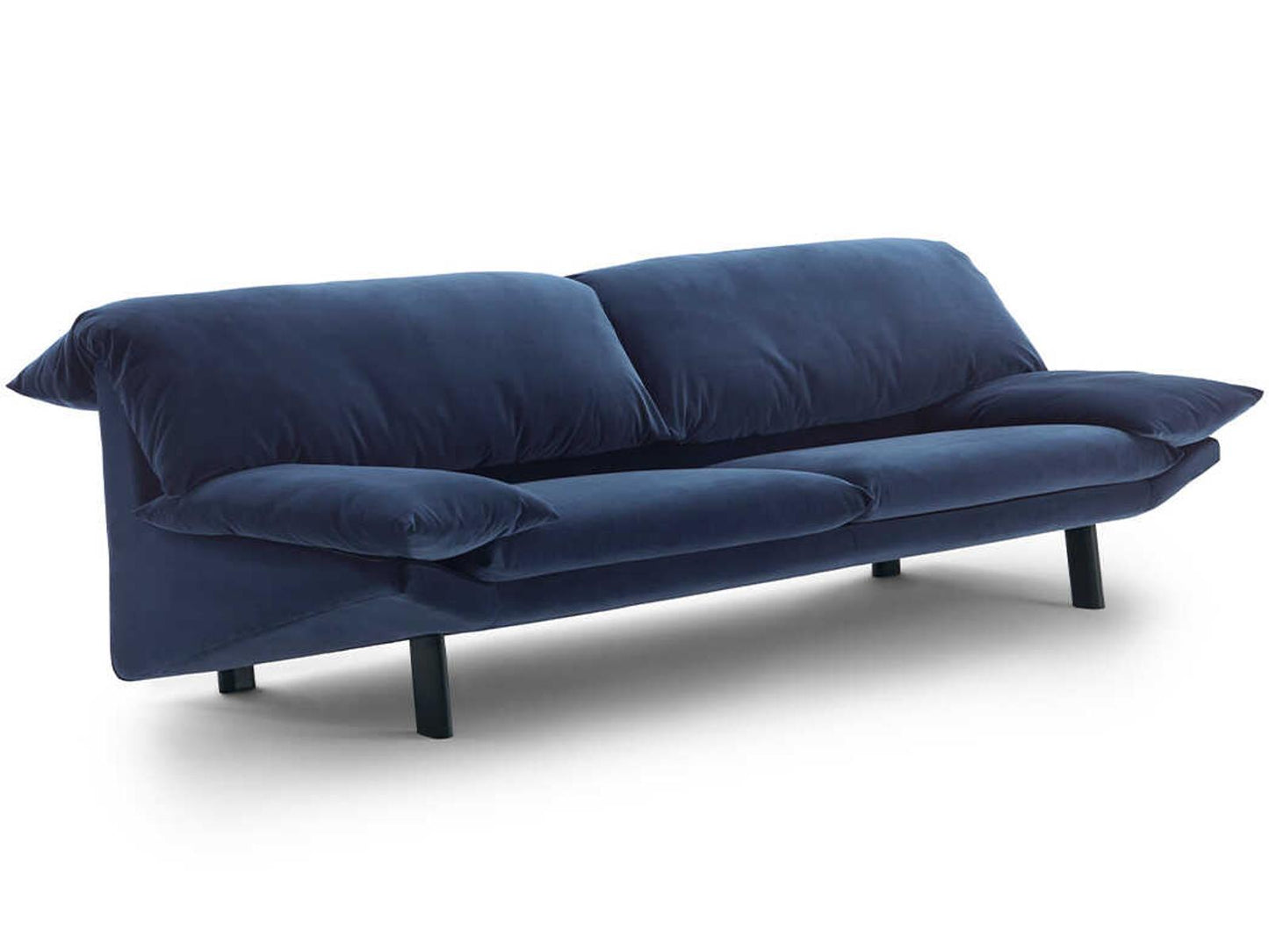 Casablanca 3-Seat Leather Sofa in Black Anodized Aluminum