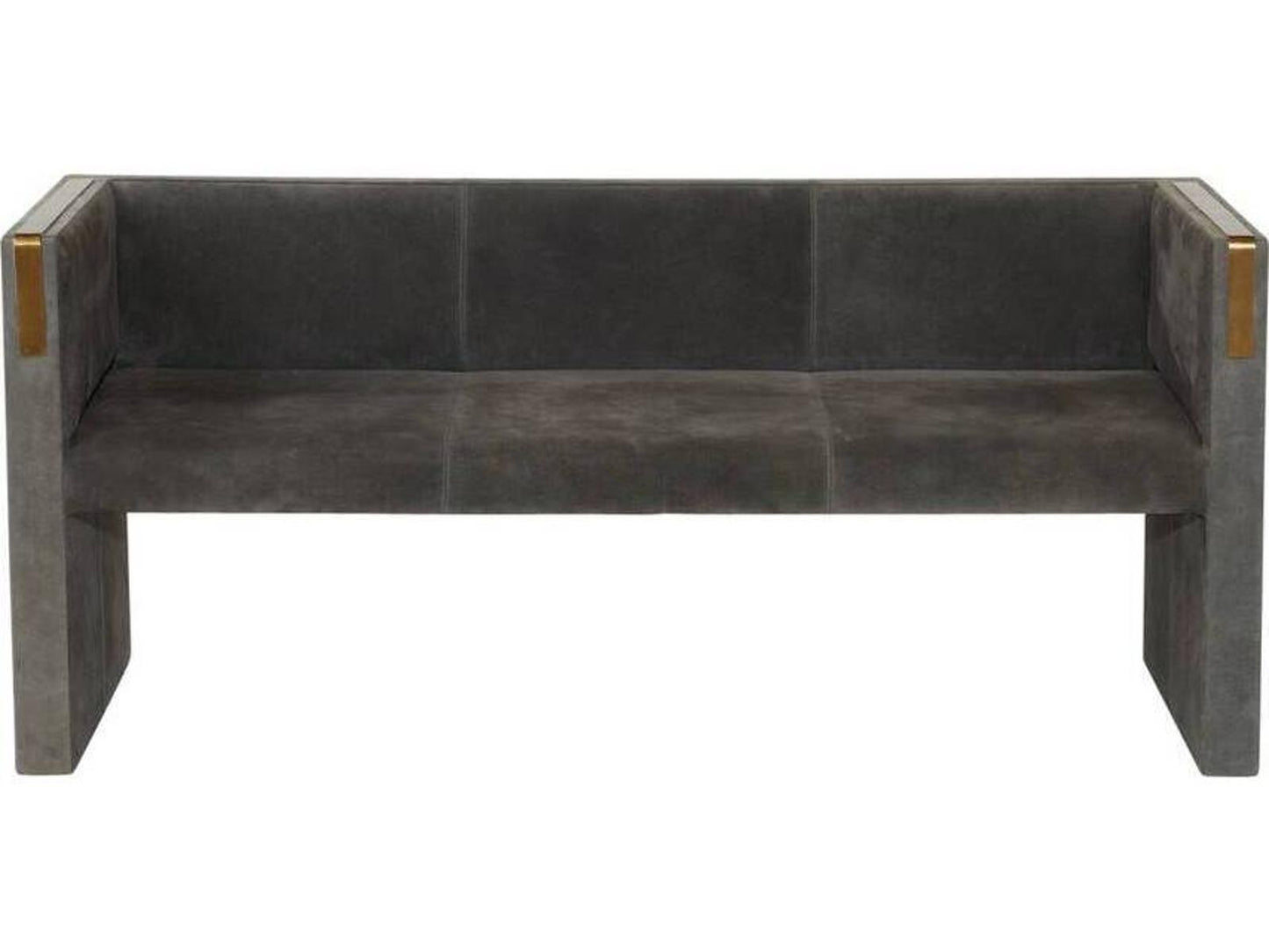 Donovan Slate Grey Antique Brass Suede Upholstered Sofa