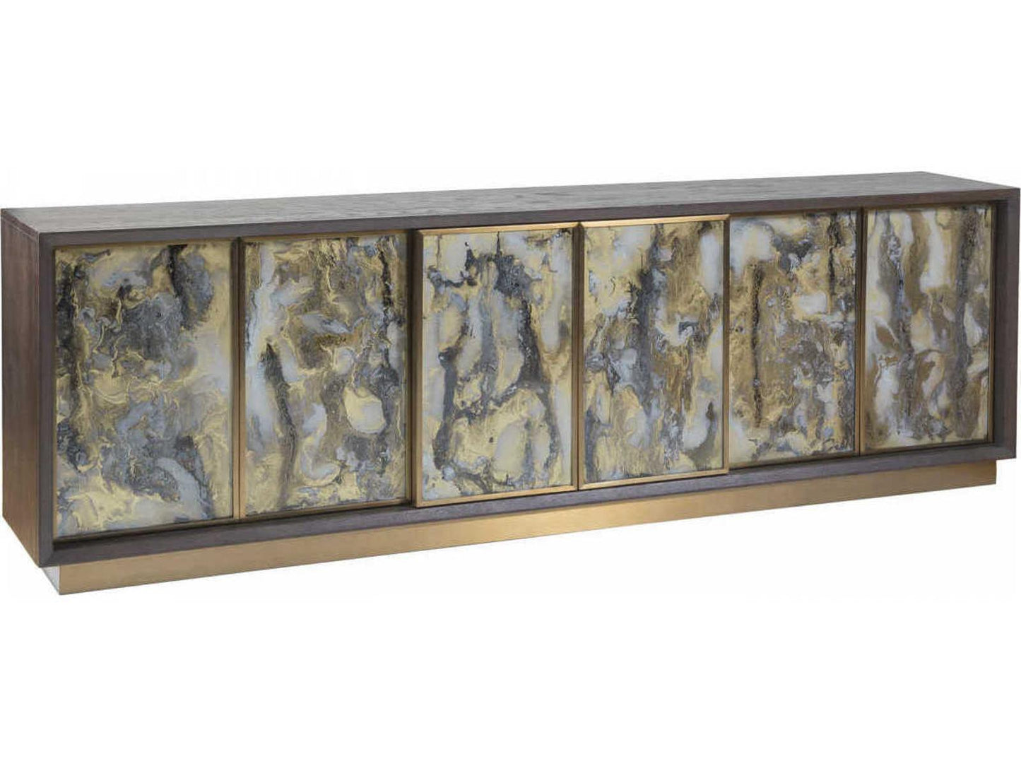 Home Verbatim 100-Inch Sliding Door Hardwood Media Console in Brown Ceruse