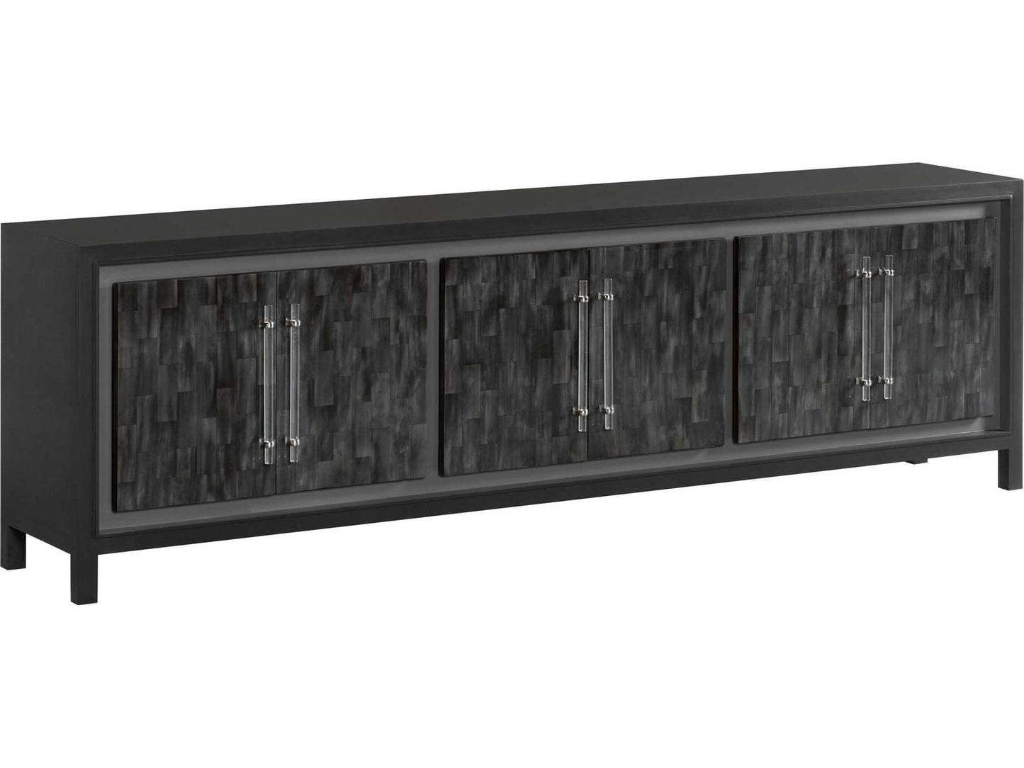 Home Elation Gray Long Media Console Table in Faux Horn Resin