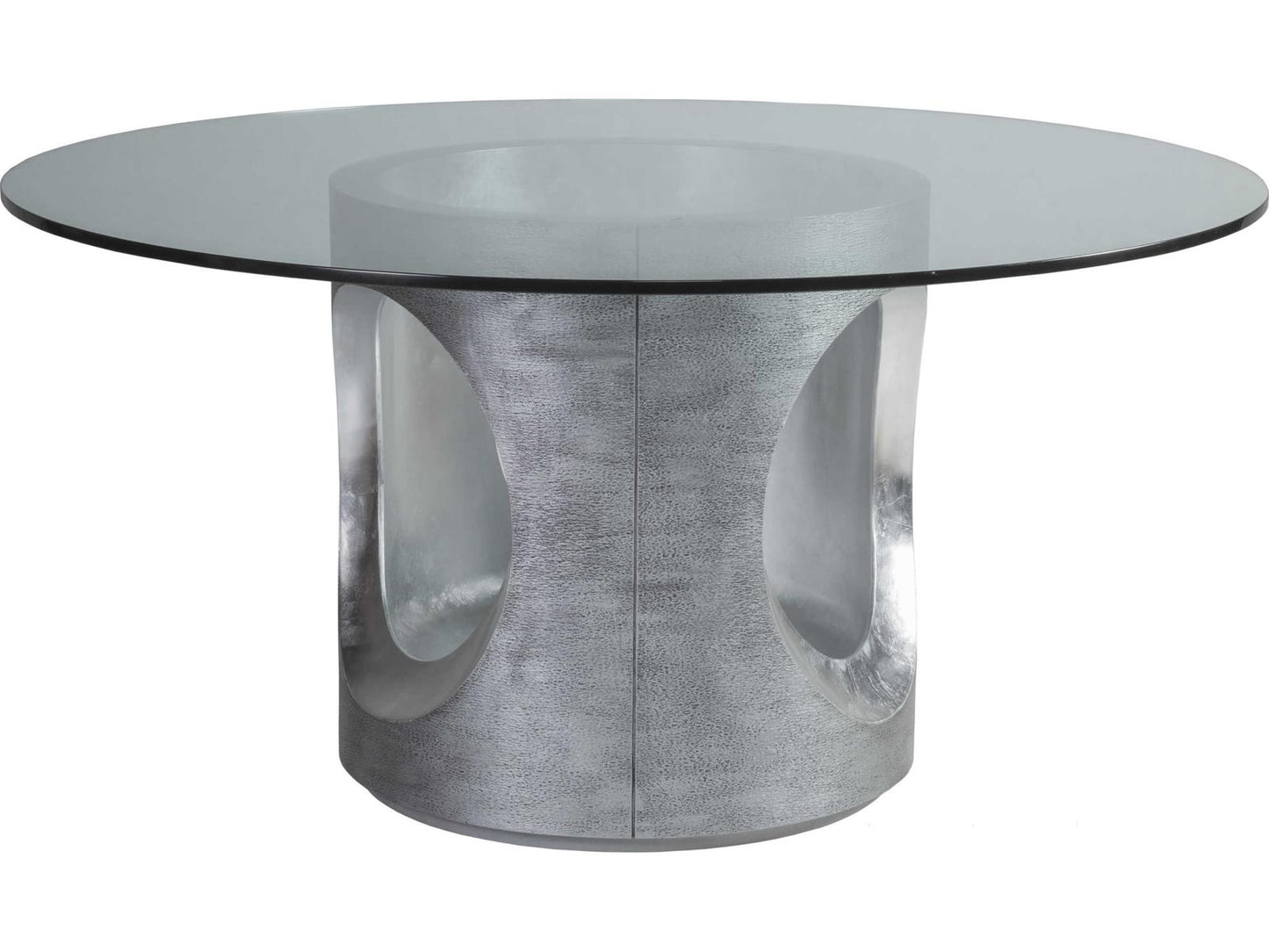 Home Circa 60-Inch Round Dining Table in Textured Gray and Silver Leaf