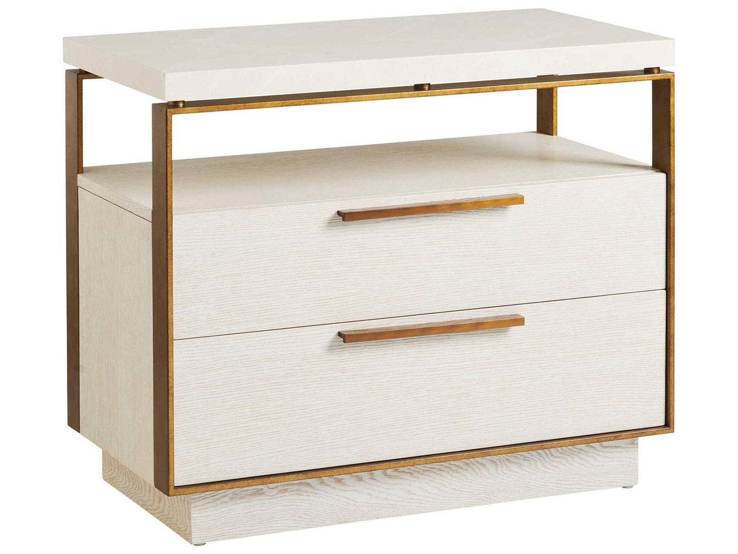 Malpaso Bachelor's Chest with Marble Top and 2 Drawers in Winter White