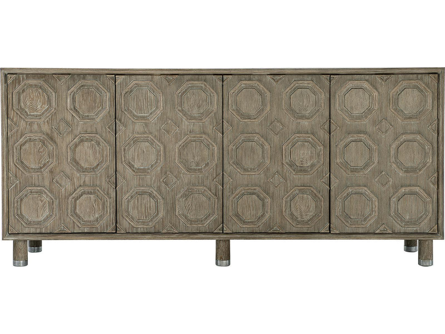 Alhambra Entertainment Credenza in Aspen Oak with Geometric Marquetry