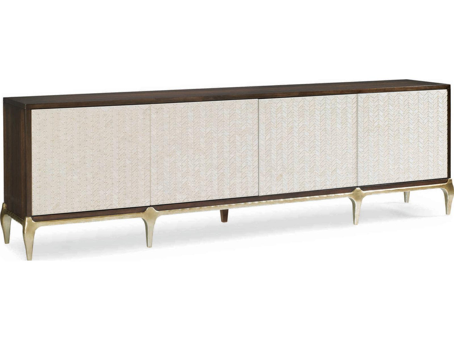 Classic For Your Viewing Pleasure Bone Encrusted 100" French Roast White Media Console