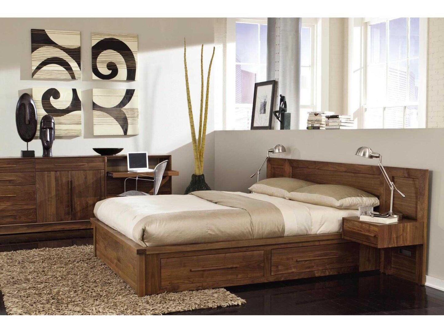 Moduluxe Brown Solid Wood California King Platform Bed