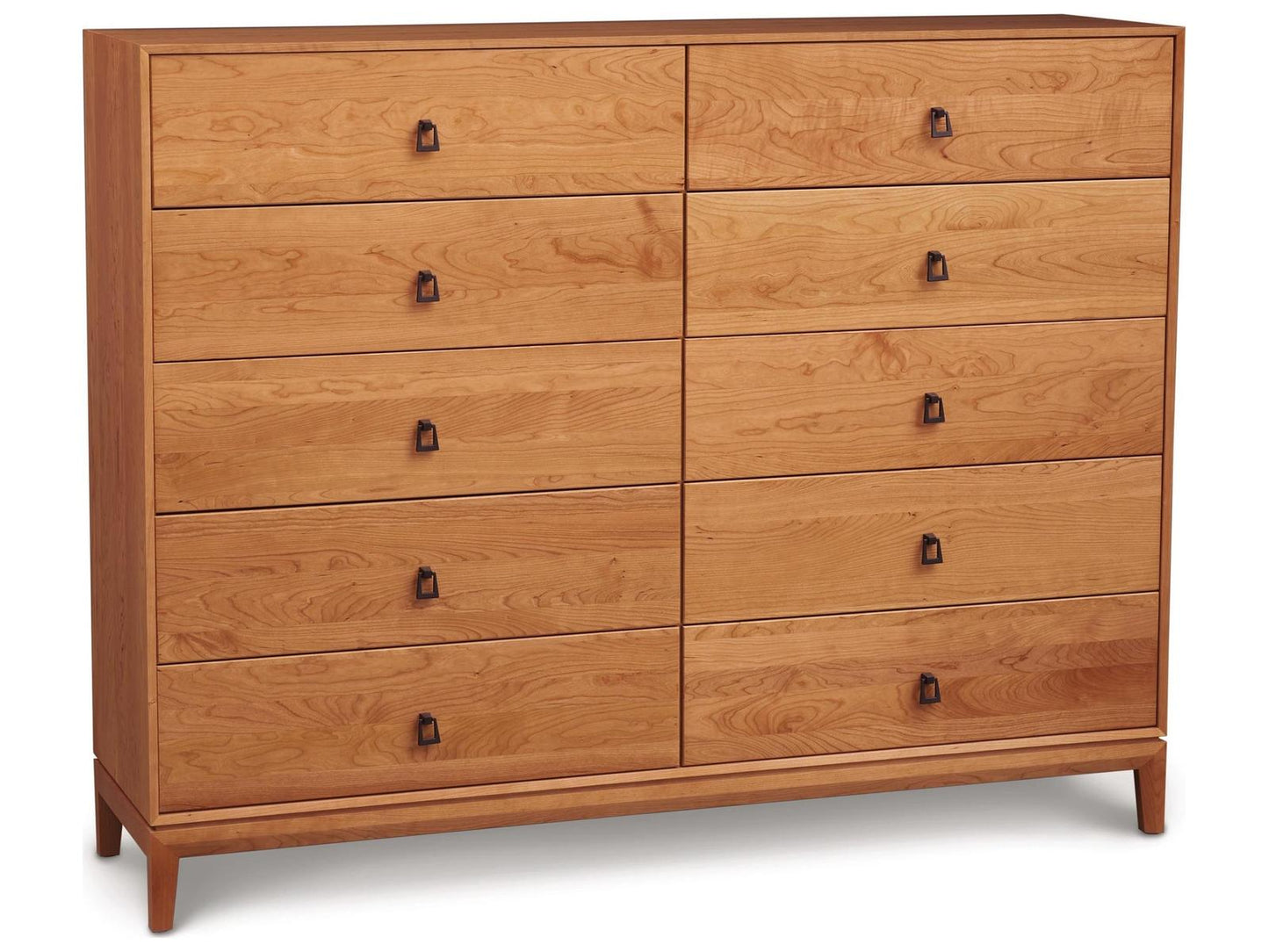 Mansfield 10-Drawer Solid Wood Double Dresser in Natural Walnut