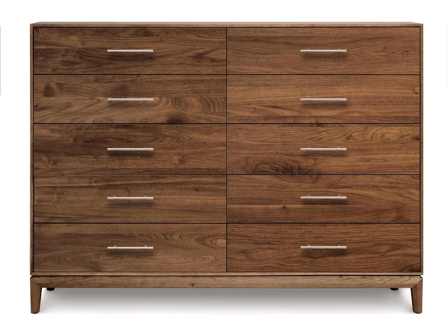Mansfield 10-Drawer Solid Wood Double Dresser in Natural Walnut