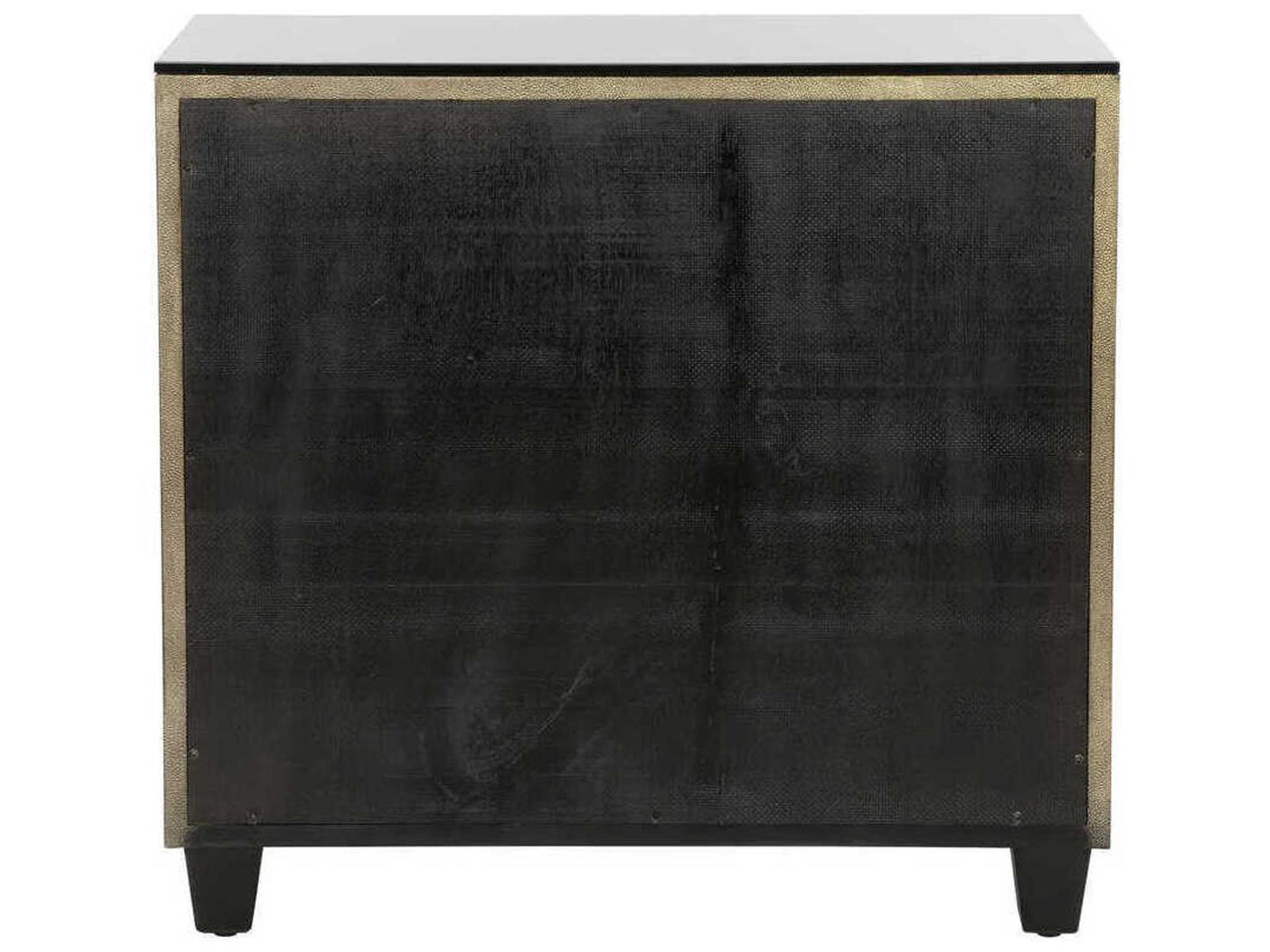 Pendry 2-Drawer Nightstand in Antique Gold and Black Shagreen