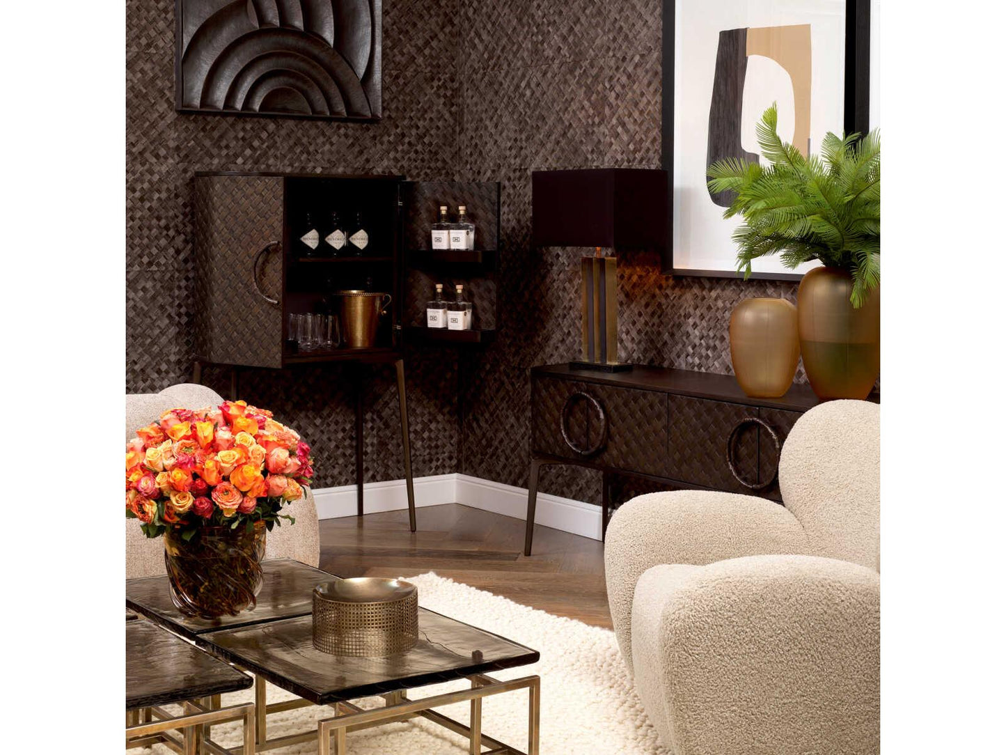 Nilsson Mid-Century Modern Oak Veneer Bronze Dresser