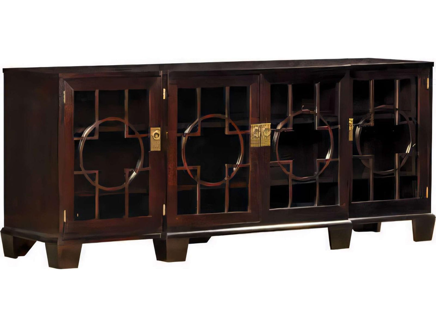 75-Inch Mahogany Wood Media Console with Adjustable Shelves