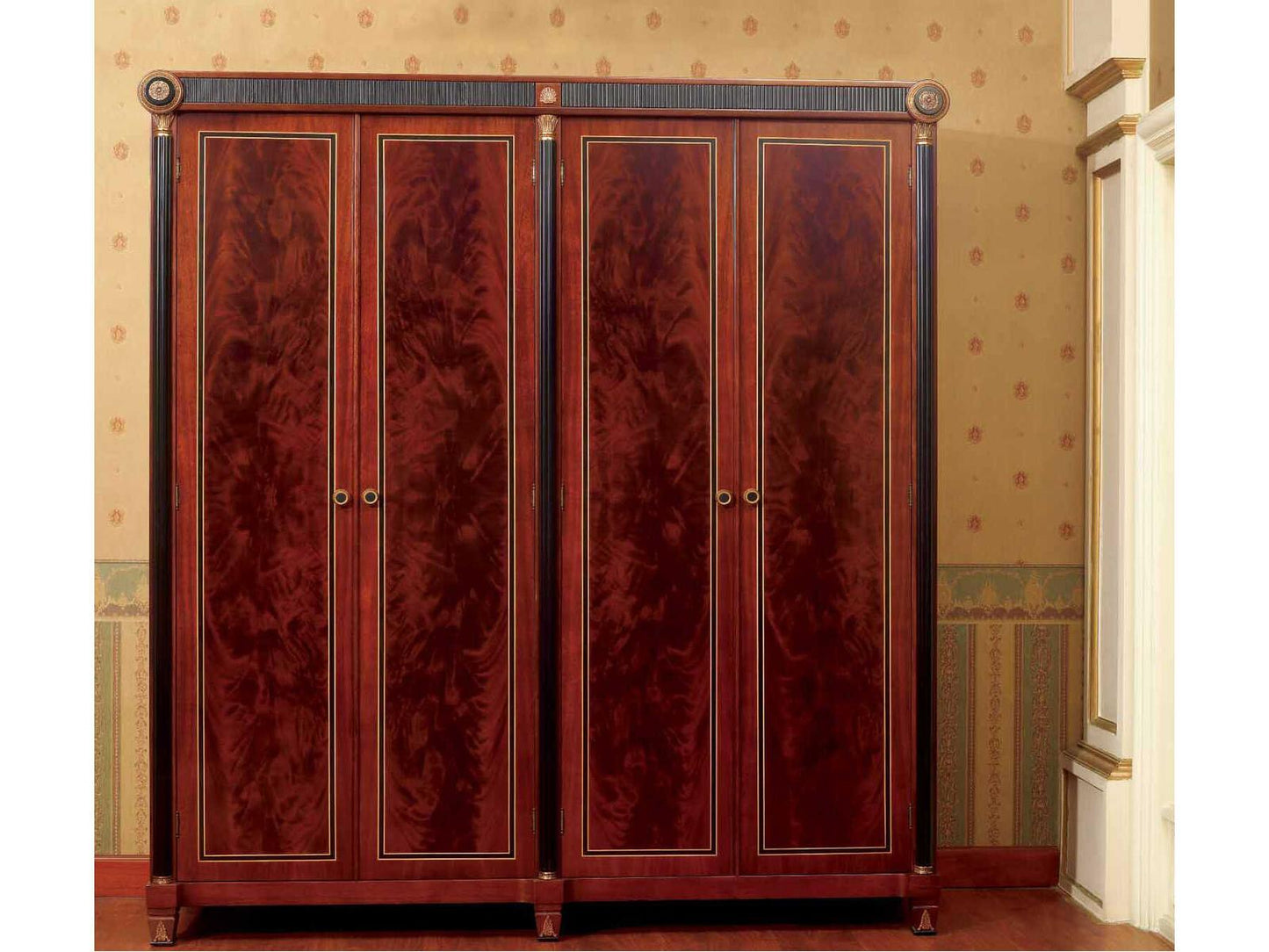 E-10 4-Door Solid Cherry Wood Wardrobe Armoire