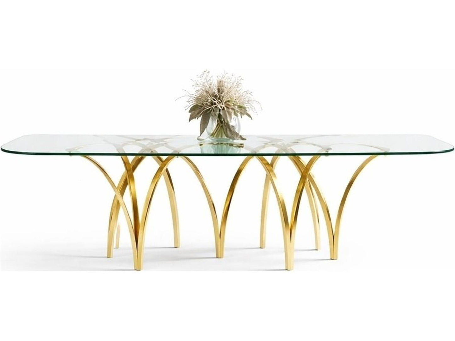 E-16 Rectangular Glass Dining Table with Pedestal Base