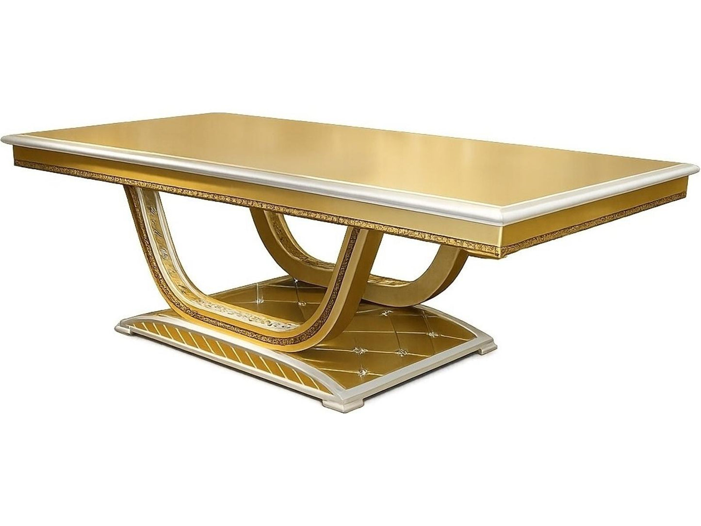 E-16 94-Inch Rectangular Wood Dining Table with Inlay Detail