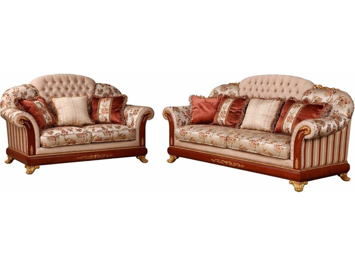 E-38 3-Seat Upholstered Sofa with Floral Fabric