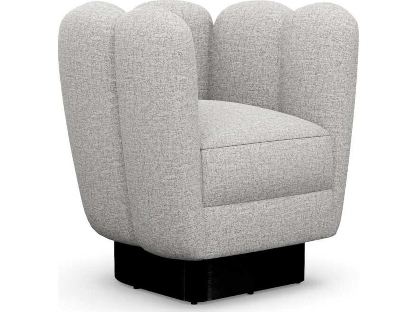 Gallery Swivel Accent Chair in Fresco Faux Linen with Gunmetal Base