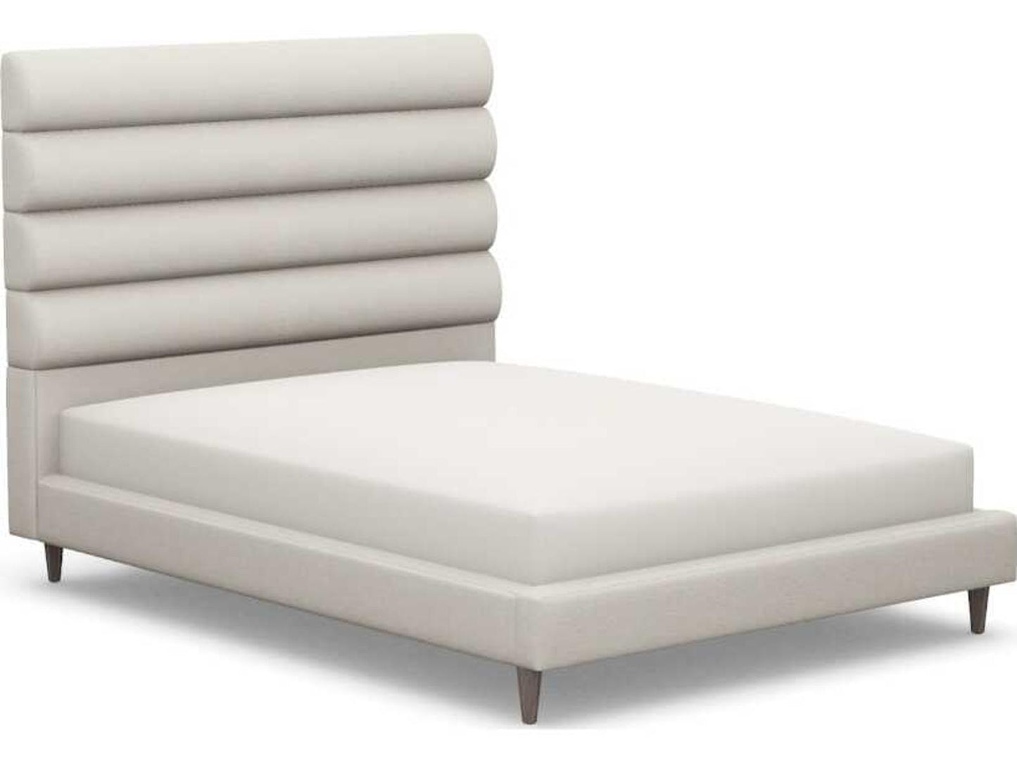 Channel Beige Upholstered Queen Platform Bed