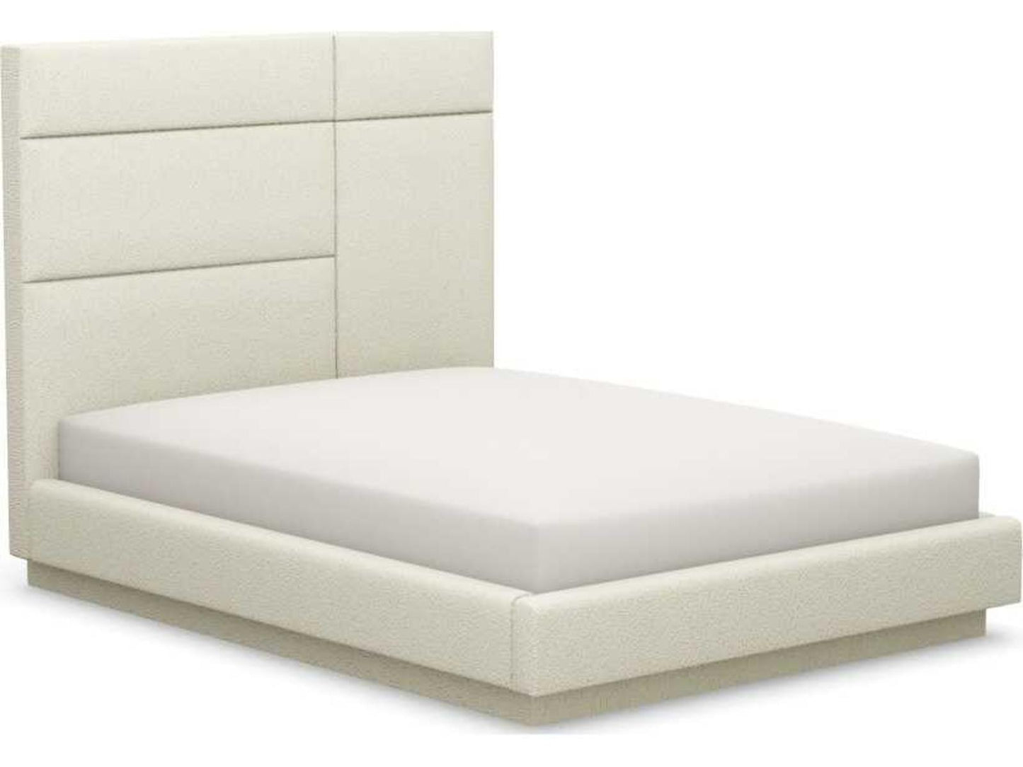 Quadrant Queen Platform Bed Beige Faux Shearling Upholstery