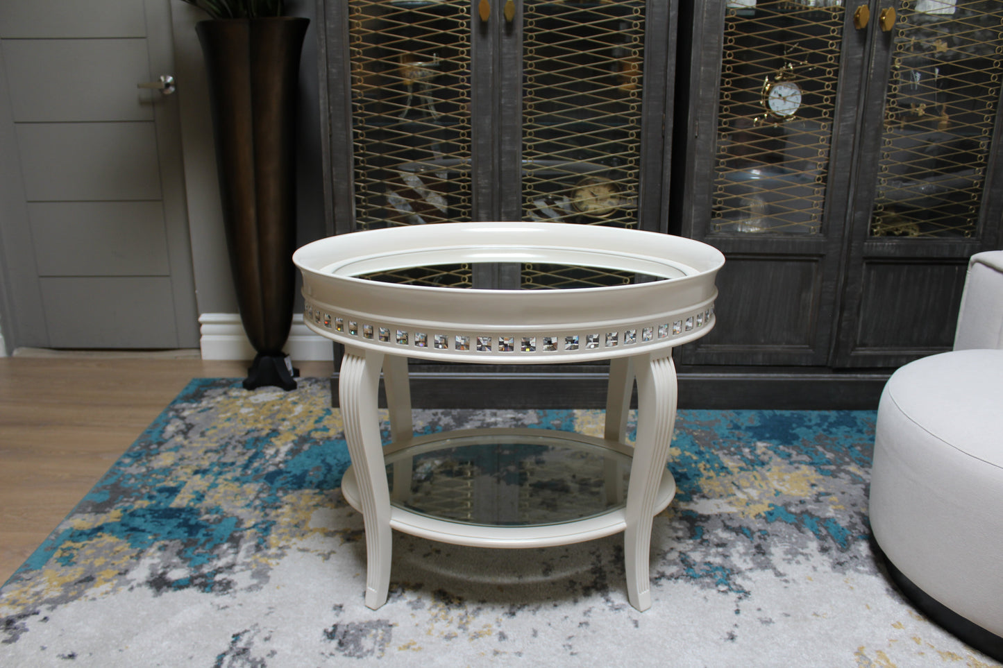Marge Carson Crystal Side Table Floor Sample
