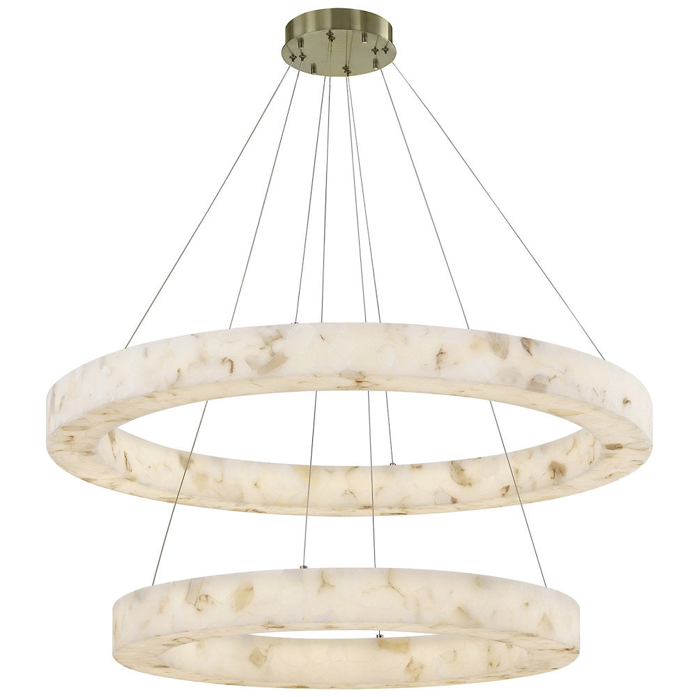 LumenAria LED 2-Tier Alabaster Rocks Ring Pendant