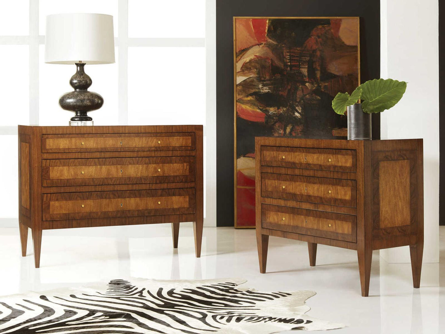 Verona 3-Drawer Mahogany Wood Nightstand in Brown