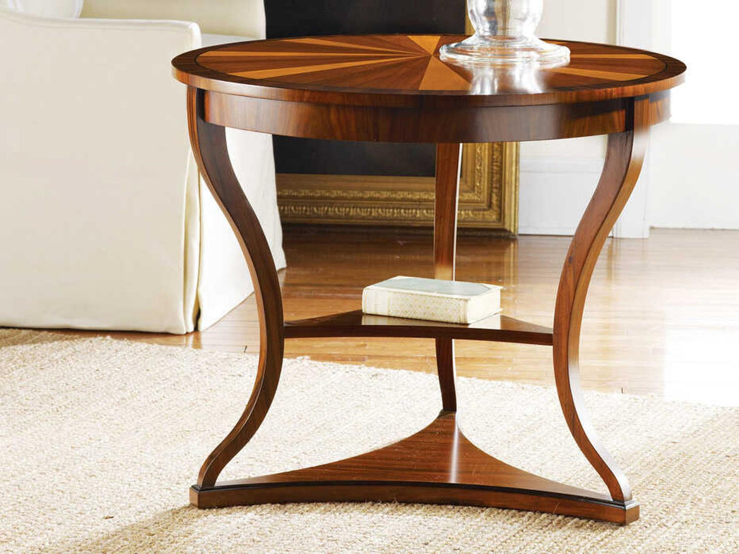 Regency Round Wood End Table with Storage in Rosewood