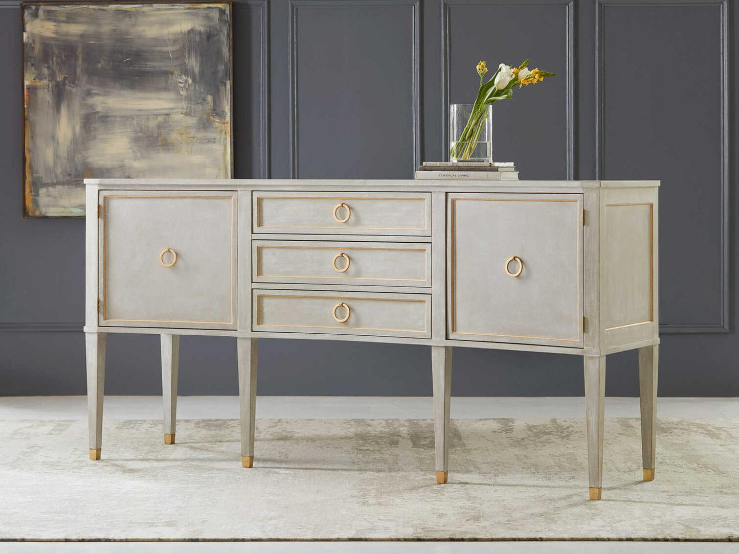 Concave 80" Walnut Wood Sideboard
