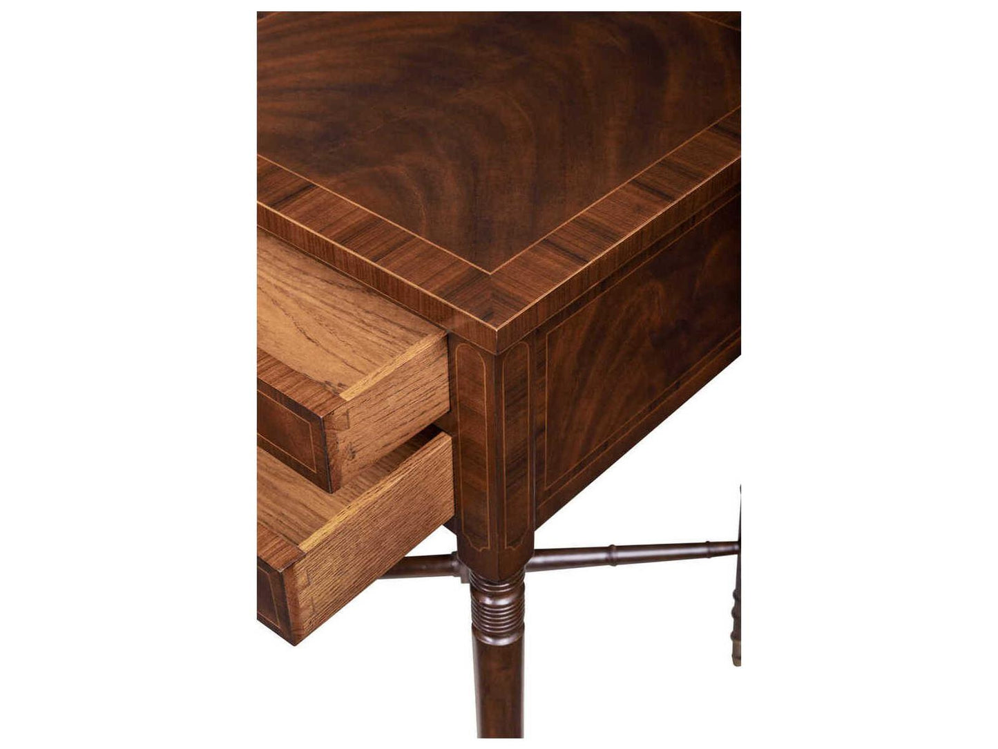 Dixon Square Crotch Mahogany Rosewood End Table with Brass Accents