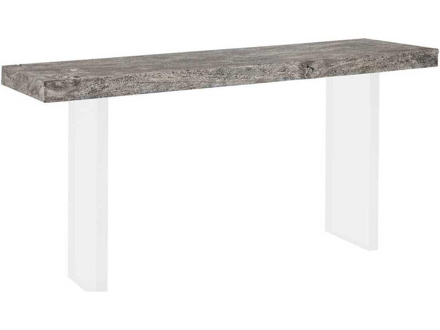 Floating Rectangular Console Table in Gray Stone and Acrylic