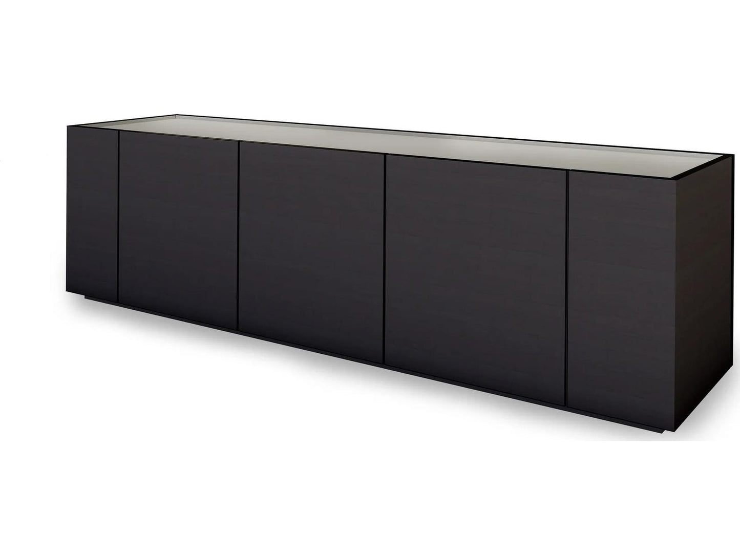 Cornice 82-Inch Sideboard with Dark Grey Ash and Grey Roccia Matt Lacquer