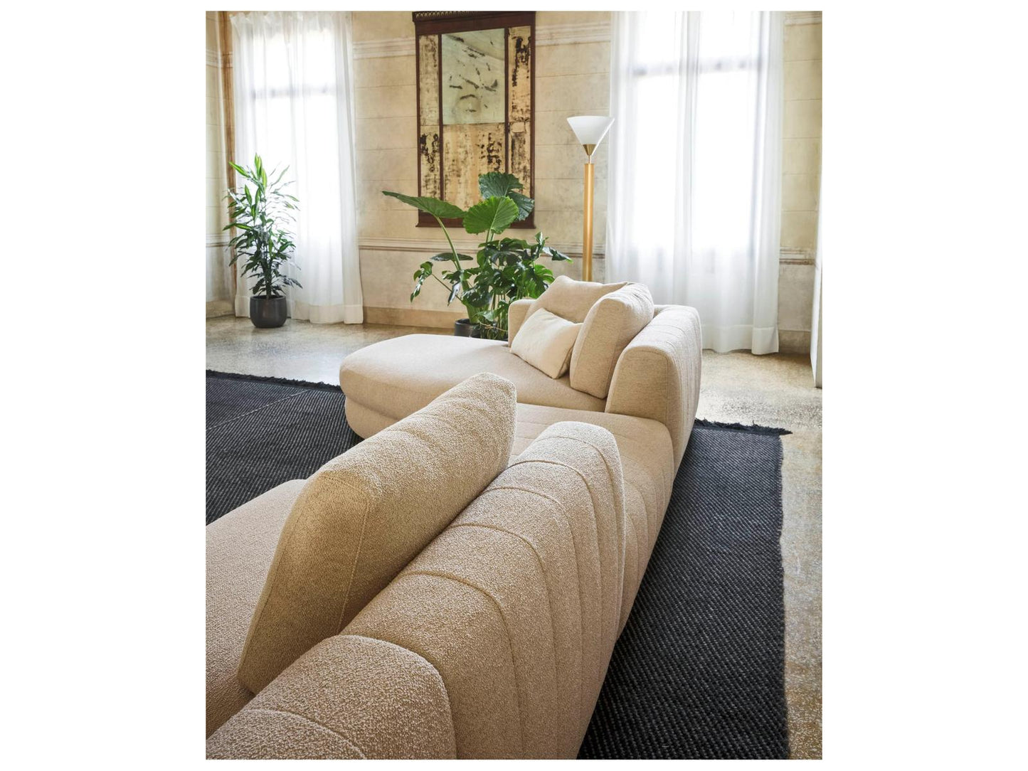 Tobias 2-Piece Left Modular Sectional Sofa in Light Beige Kos Fabric