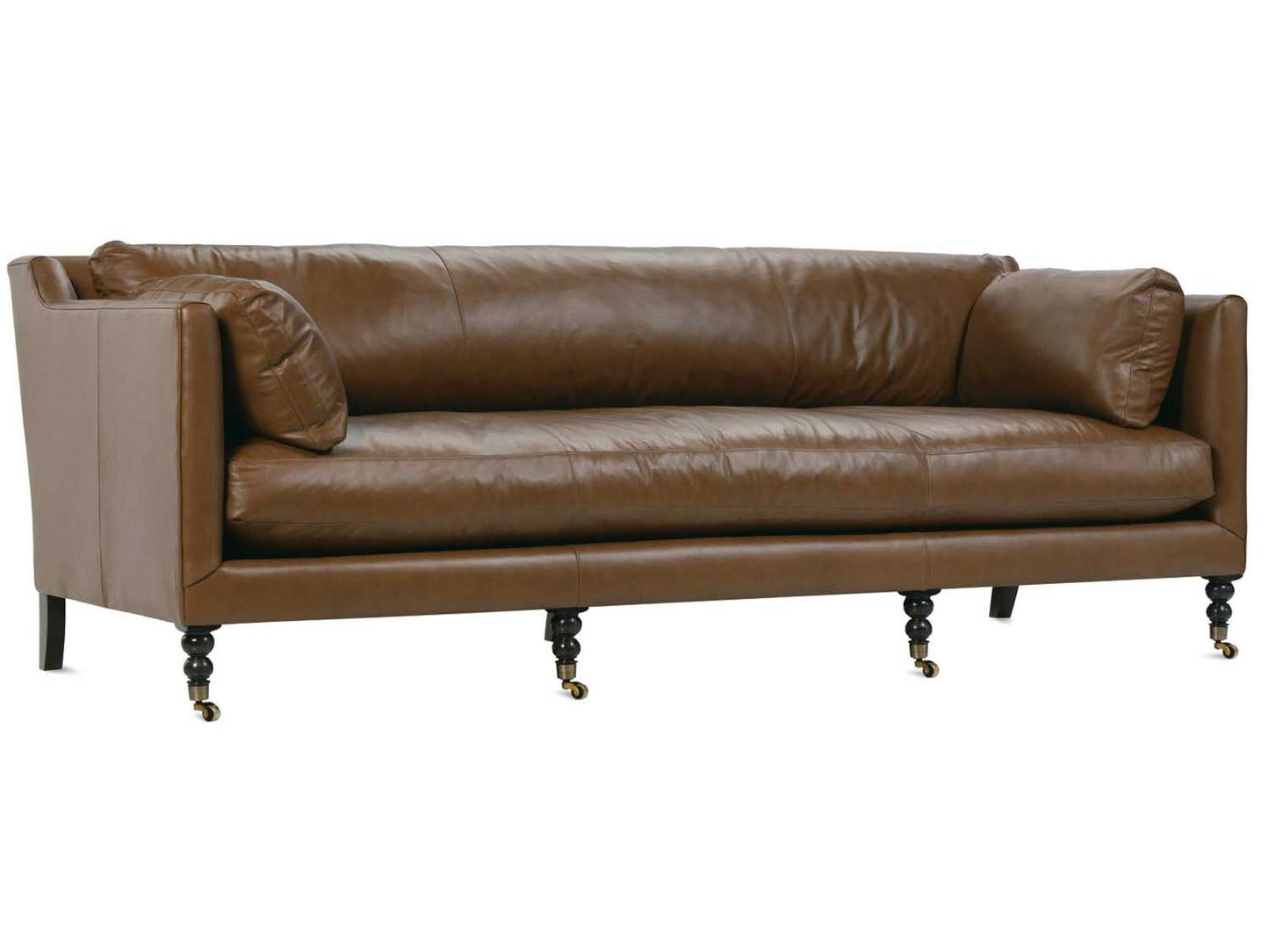 Madeline 90-Inch 3-Seat Full Aniline Leather Sofa in Chocolate Brown