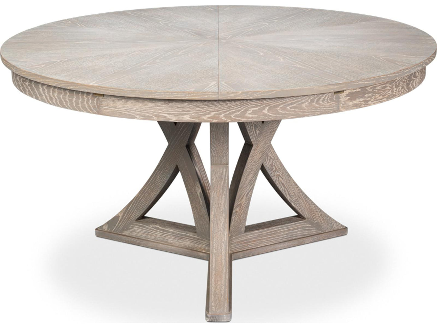 Casual Jupe Extendable Round Dining Table in Moonskin Oak