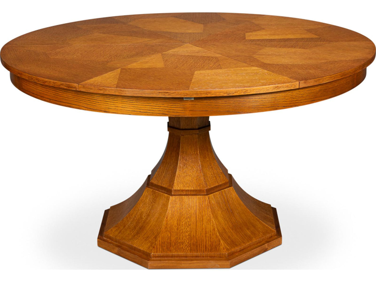 Giselle 55-Inch Round Jupe Extendable Dining Table in Tobacco Brown