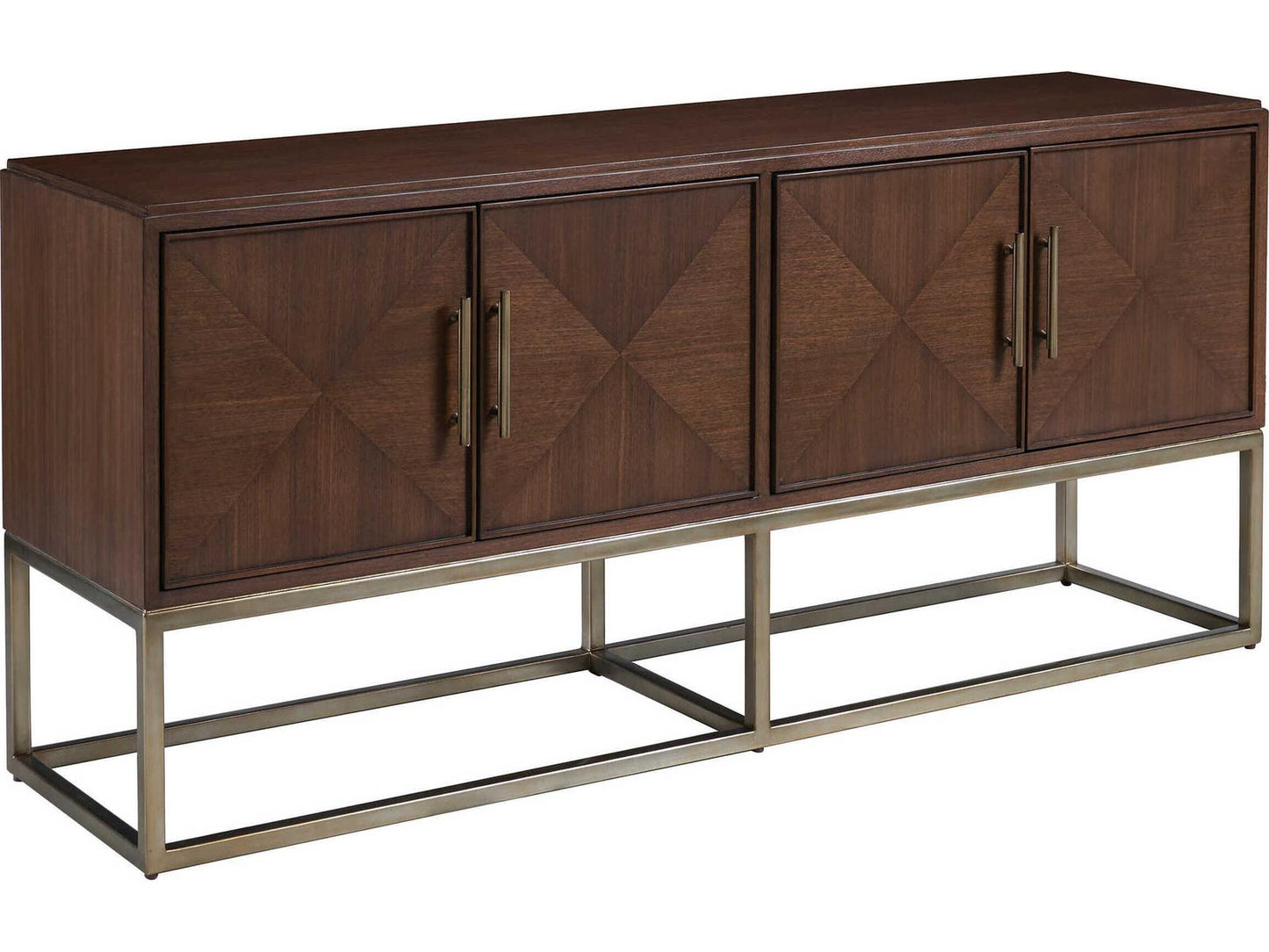 Studio Designs Cameron Media Console Walnut Wood Dark Warm Silver Leaf