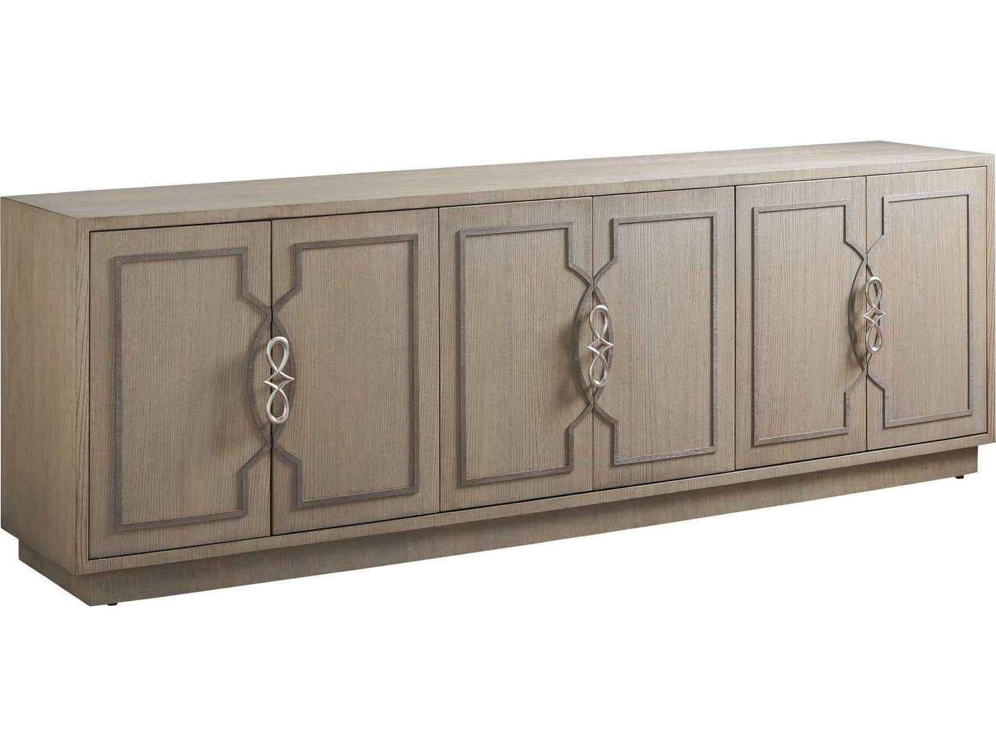 Studio Designs 92 Inch Ash Wood Media Console in Wire-Brushed Dove Gray