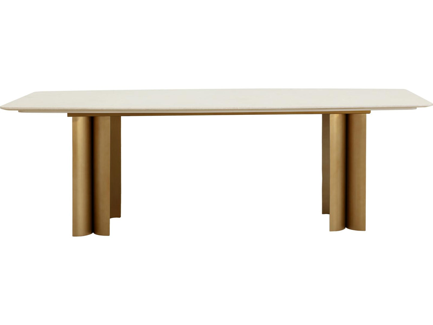 Astara Rectangular 94.5 Inch Dining Table Cream Marble Antique Brass