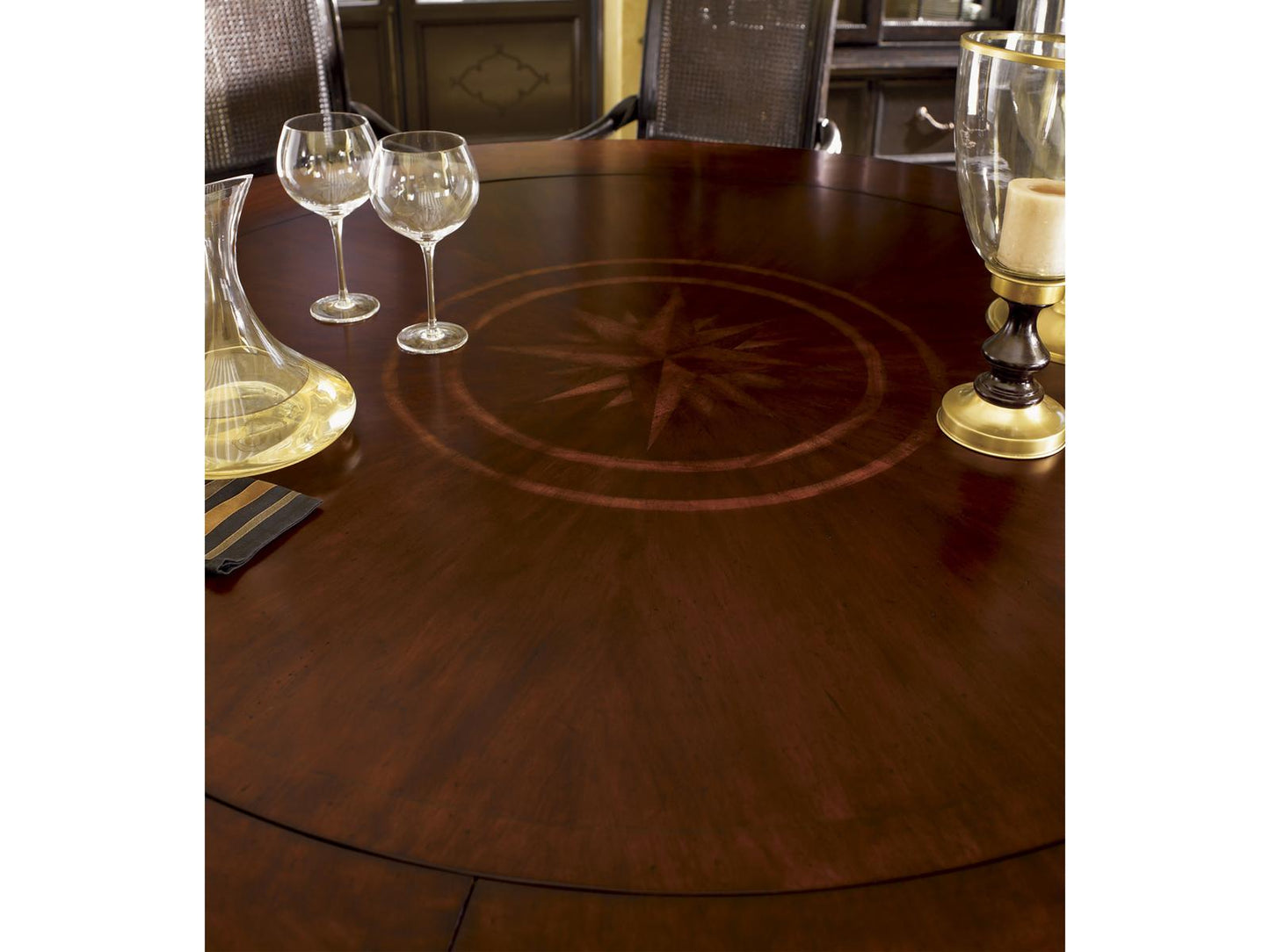 Kingstown Bonaire 60-Inch Round Dining Table with 5 Extension Leaves