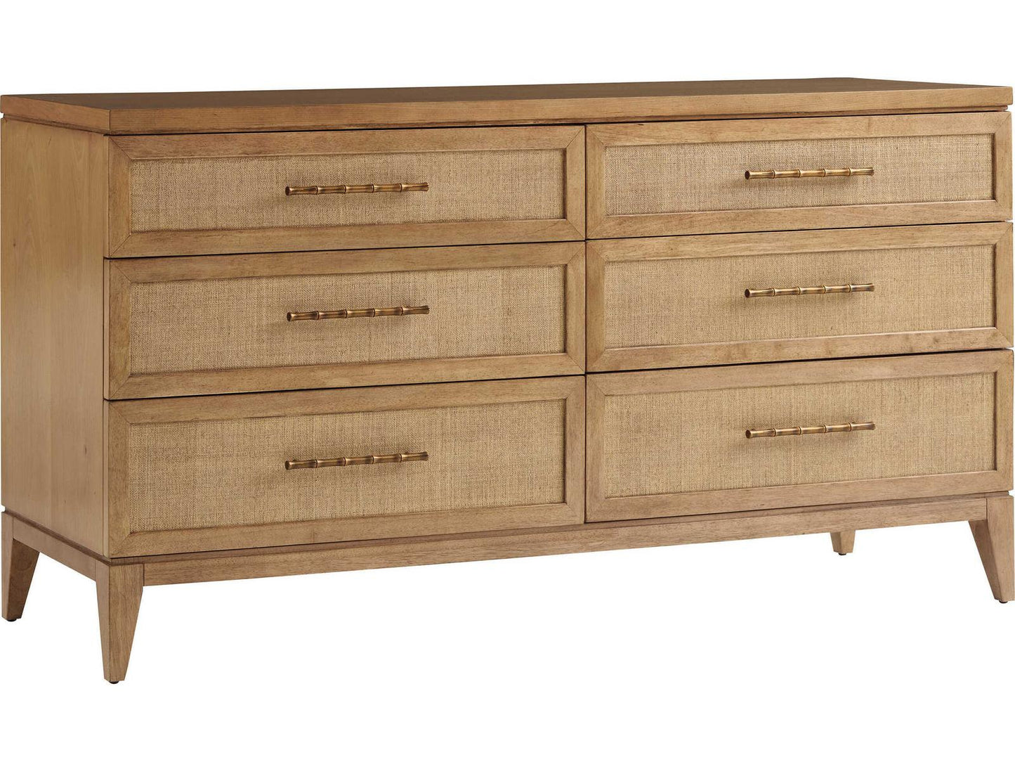 Key Biscayne Matheson Double Dresser with Six Raffia Drawers