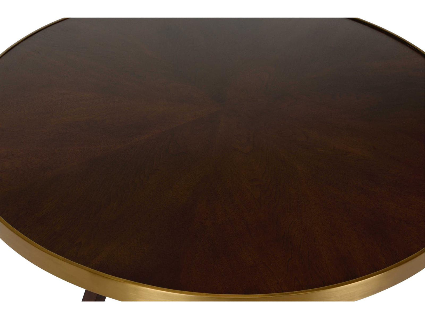 Renzo Round Wood Brown Antique Brass End Table