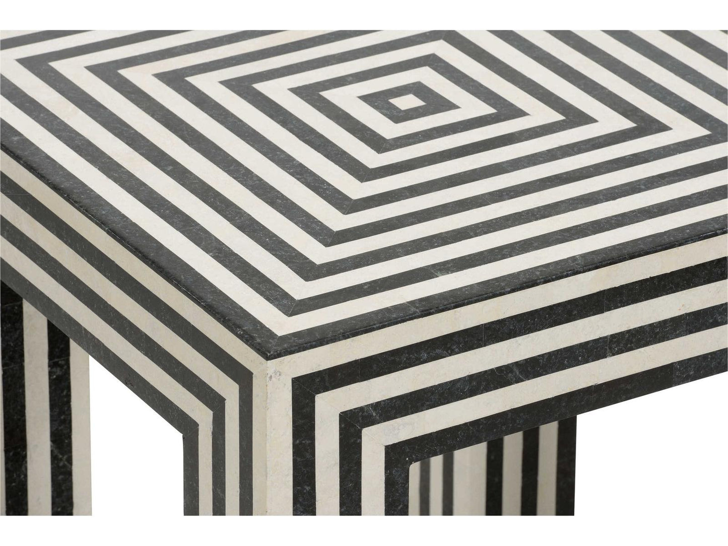 Positano Square Stone Natural Black White End Table
