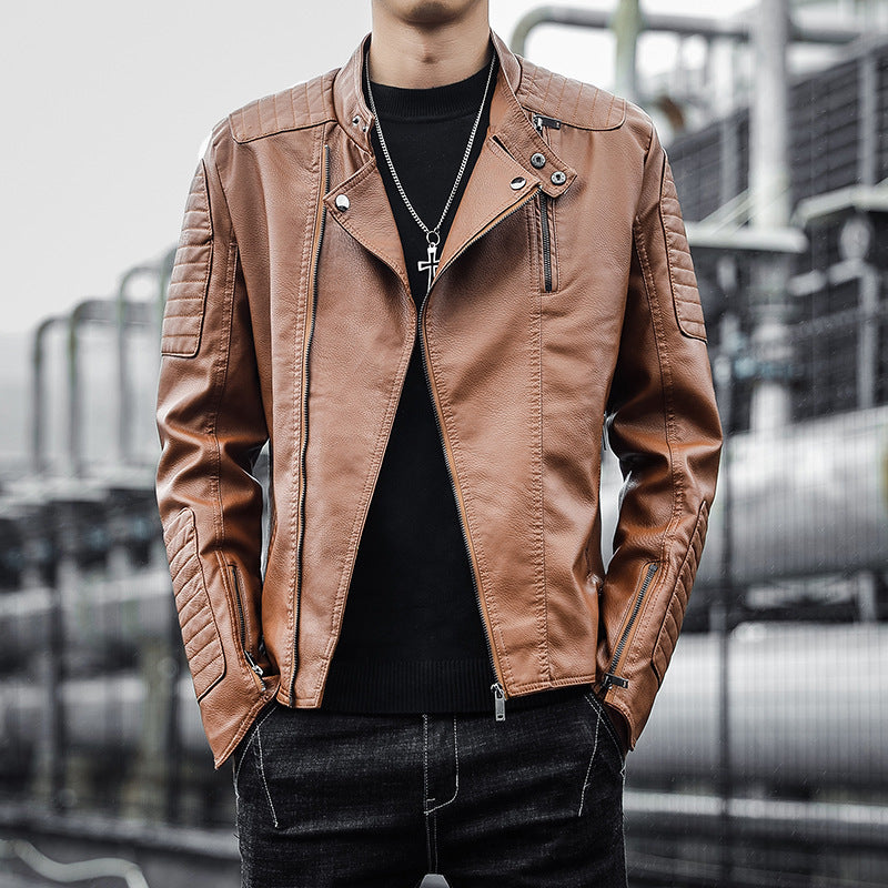 Men’s Autumn Winter Leather Jacket Classic Casual Coat