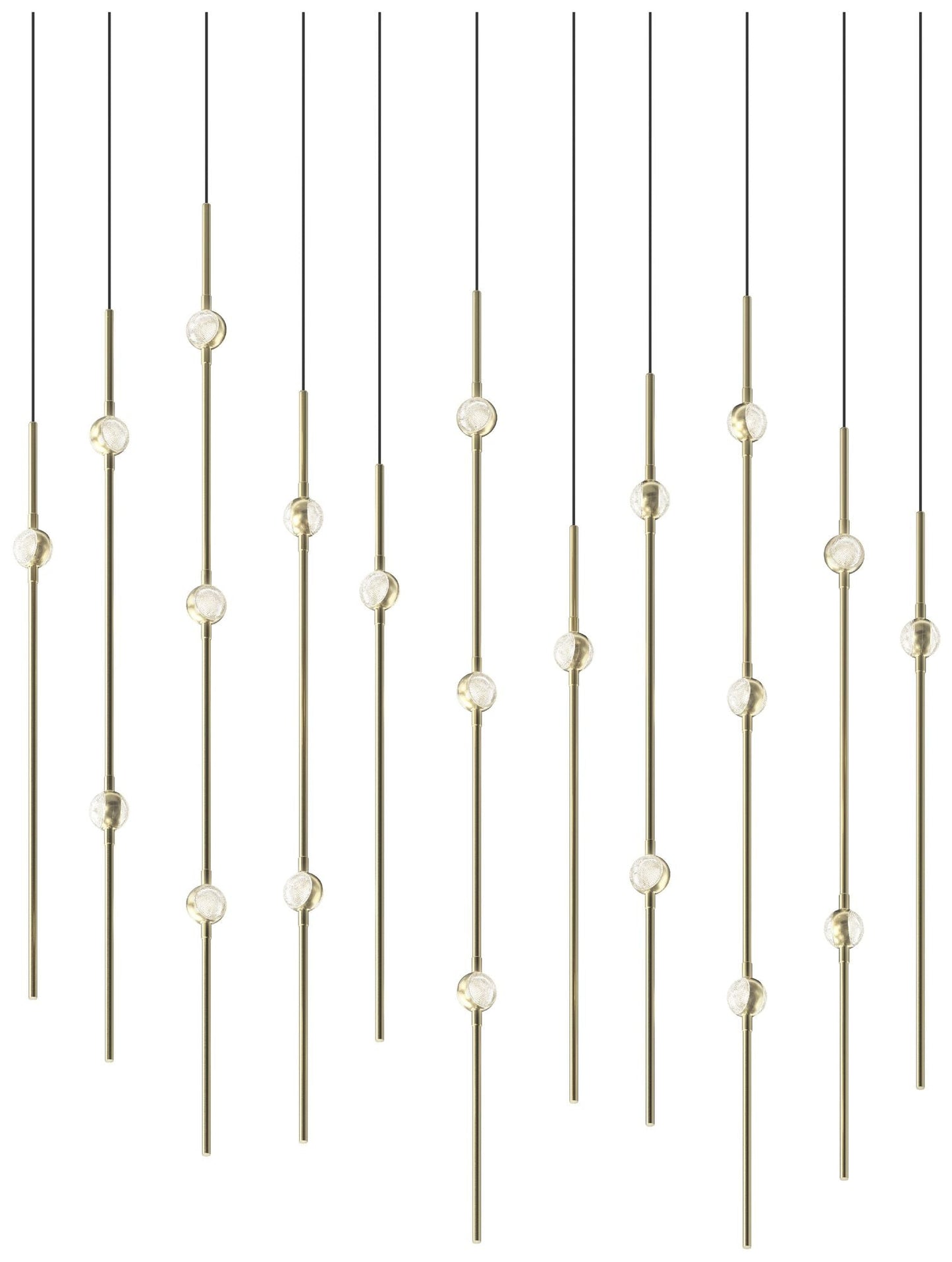 Aries 35.5"W Rectangle Brass 2700K Long Clear Shade LED Pendant