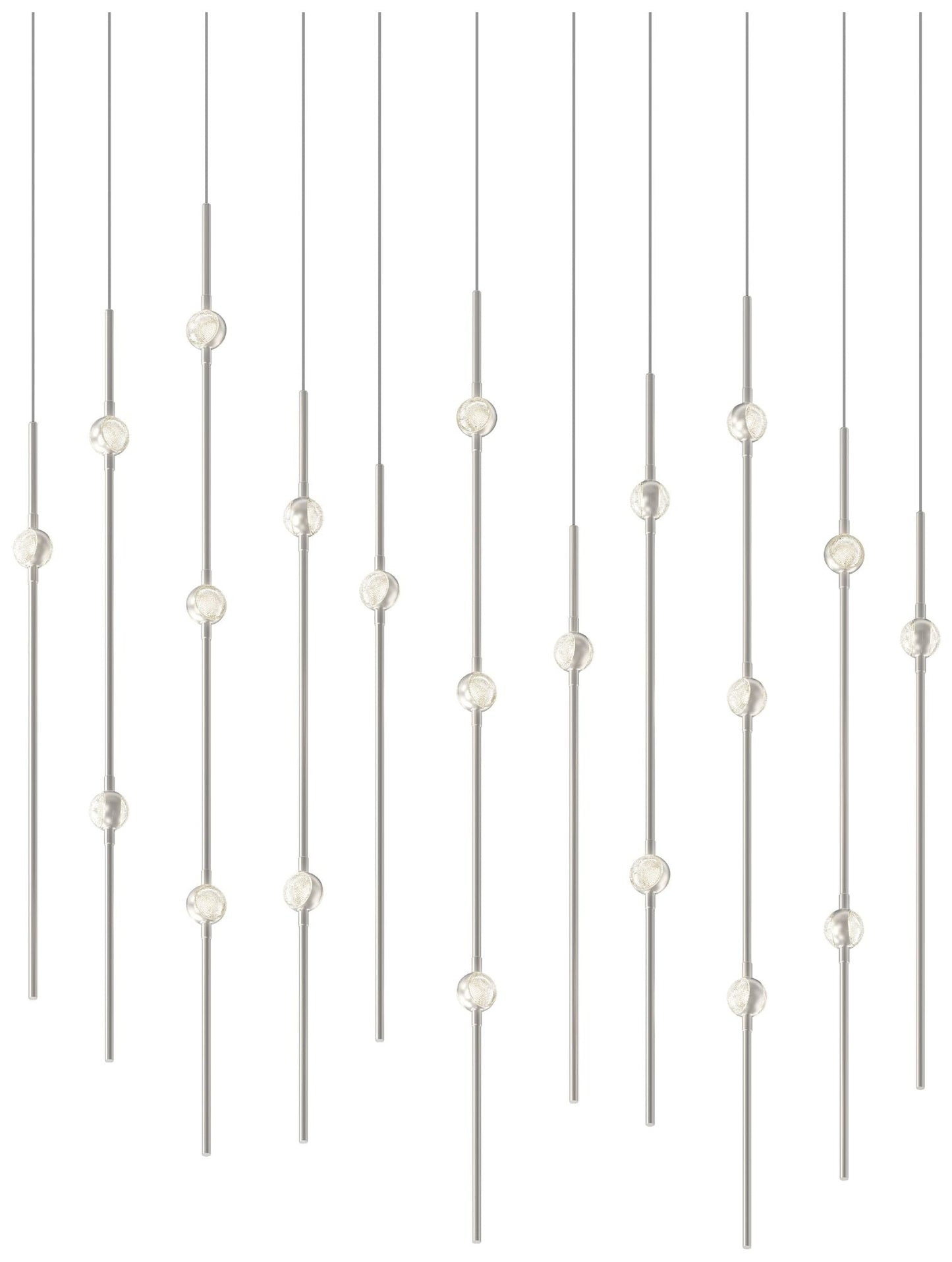 Aries 35.5"W Rectangle Nickel 3000K Long Clear Shade LED Pendant