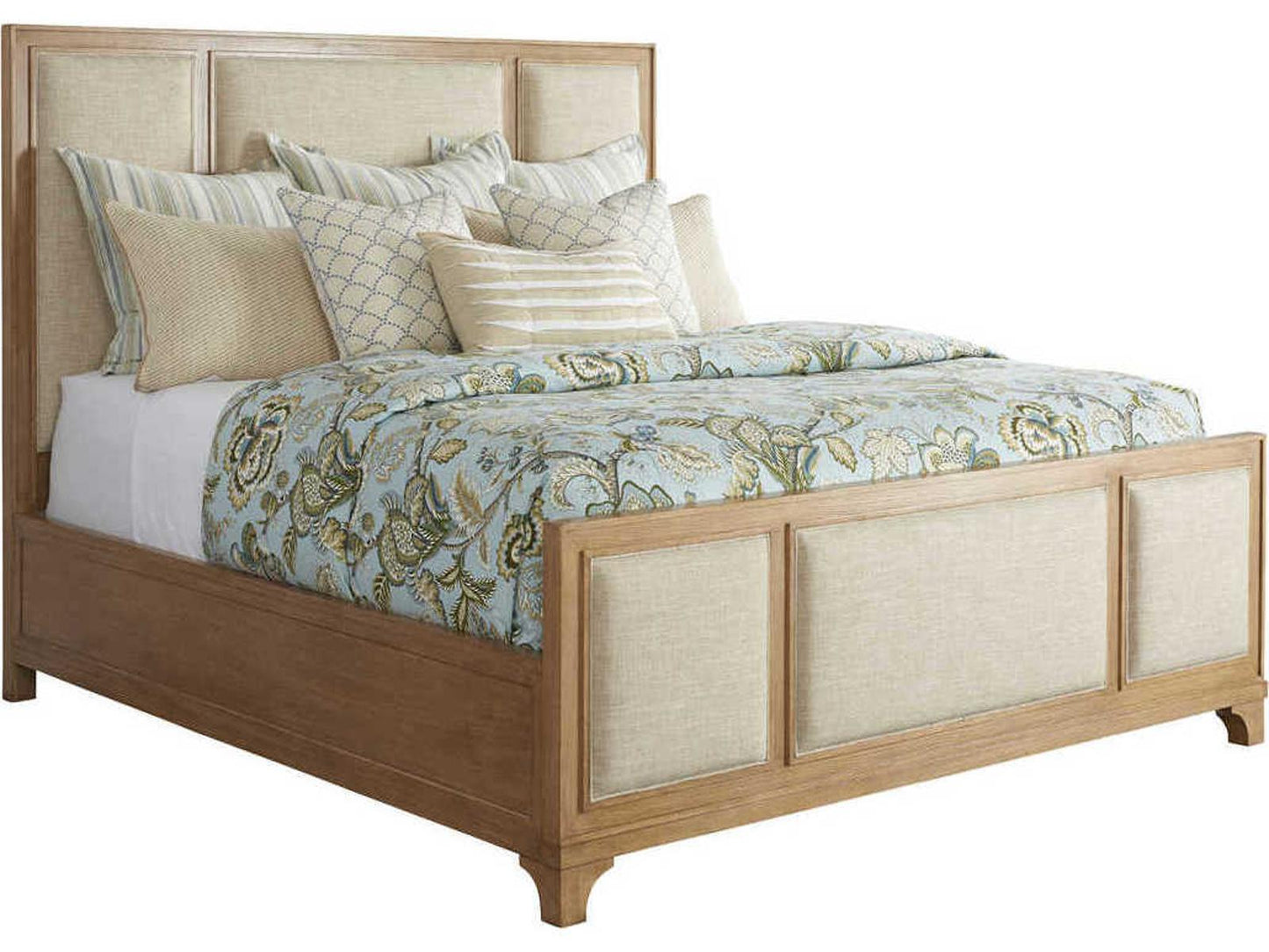 Crystal Cove California King Upholstered Panel Bed Sandstone Finish