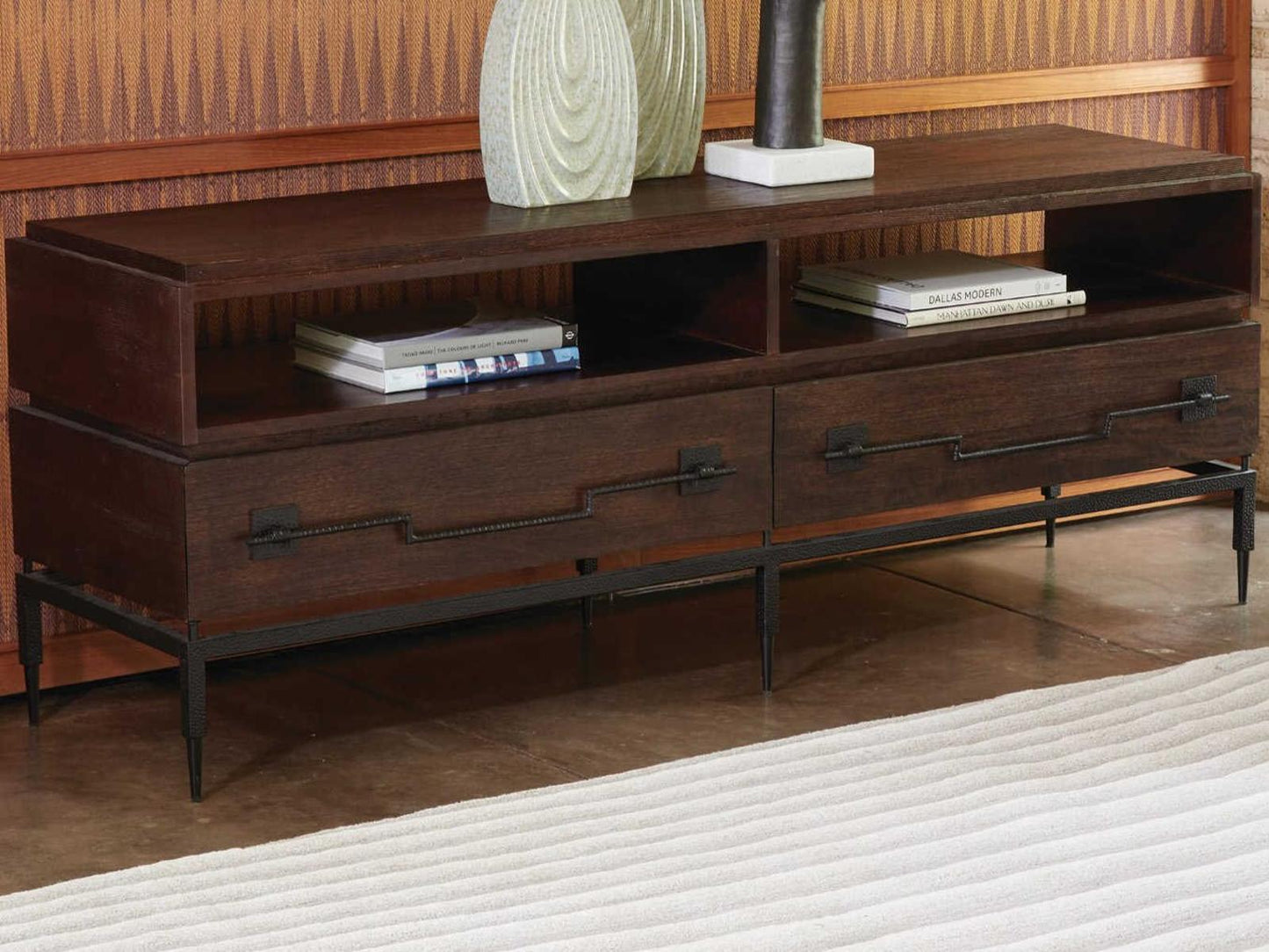 Scratch Rectangular Console Table with Wood and Metal